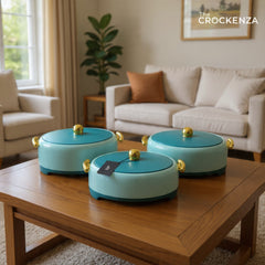 Imported Forever Gold Thermal Hot Pot Set – Perfect for Family & Friends Gatherings (Set of 3)