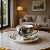 Johnson Bros Inspired 12-Piece Floral Cups & Saucers Set – Elegant Imported Cup & Saucers Set for Home & Gifting