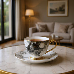 Johnson Bros Inspired 12-Piece Floral Cups & Saucers Set – Elegant Imported Cup & Saucers Set for Home & Gifting