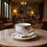 Johnson Bros Inspired 12-Piece Floral Cups & Saucers Set –Elegant for Home, Guests & Gifting