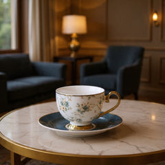 Johnson Bros Inspired 12-Piece Floral Cups & Saucers Set –Elegant for Home, Guests & Gifting