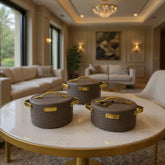 Forever Gold Imported Thermal Hotpot Set – Coffee-coloured with Premium Gold Accents