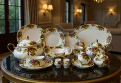 Vintage Royal Albert style 75 Pcs Dinner Set - 8 Person Serving