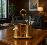 Luxury Gold-Plated Double Spoon Holder with Handle