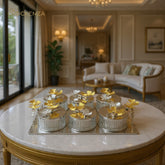 Premium Silver 6-Compartment Dry Fruit & Candy Serving Set with Gold Detailing – Luxury Table Centerpiece