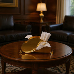Luxury Gold Cloud-Shaped Napkin Holder with White Lily Detail