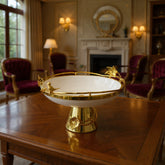 Luxury Gold Pedestal Fruit Bowl with Decorative Bird & Floral Accents