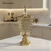 Luxury Crystal Beverage Dispenser with Gold Tap & Lid – Premium Juice Server - 3 Ltr