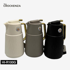 Premium 1 Litre Insulated Thermos Flask – Luxury Tea & Coffee Serving Jug with Gold Handle
