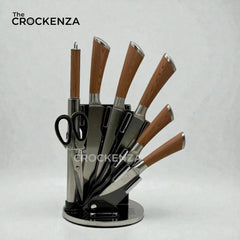 Cut Like a Pro: The Bass 8-Piece Elite Stainless Steel Knife Set with 360° Rotating Carousel