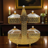 Golden Dry Fruit & Candy Tray – Elegant Serving & Gifting Choice