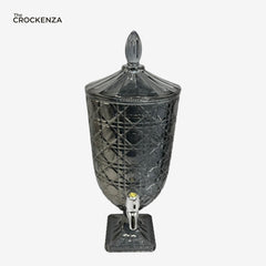 Luxury Smoke Grey Textured Glass Beverage Dispenser 4.5 Ltr with Stand & Tap – Premium Crystal Style Drink Dispenser