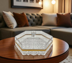 Elegant Crystal Hexagon Dry Fruit & Candy Serving Dish with Lid – Premium Design