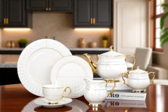 Luxury 24-Piece Tea Set – Perfect for Elegant Gatherings (White Textured)