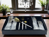 Luxury Polished Cutlery Set – 24 Pcs Set- (White & Golden) Best For 6 people