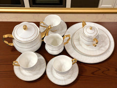 Luxury 24-Piece Tea Set – Perfect for Elegant Gatherings (White Textured)