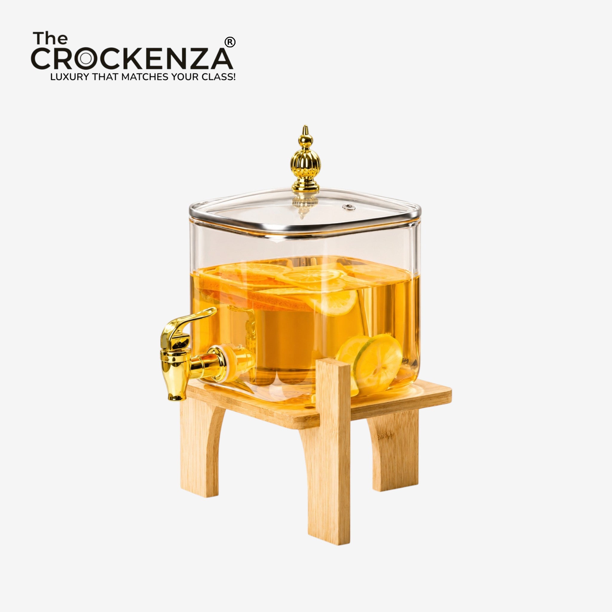 Luxury 3.2 Litres Dispenser with Wooden Stand & Silver – Juice & Water Server
