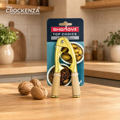 Premium Golden Walnut Cracker with Wooden Handles – Heavy-Duty Nutcracker & Shell Opener