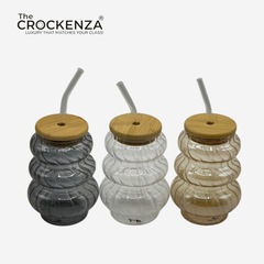 Luxury Glass Sipper with Bamboo Lid & Reusable Glass Straw