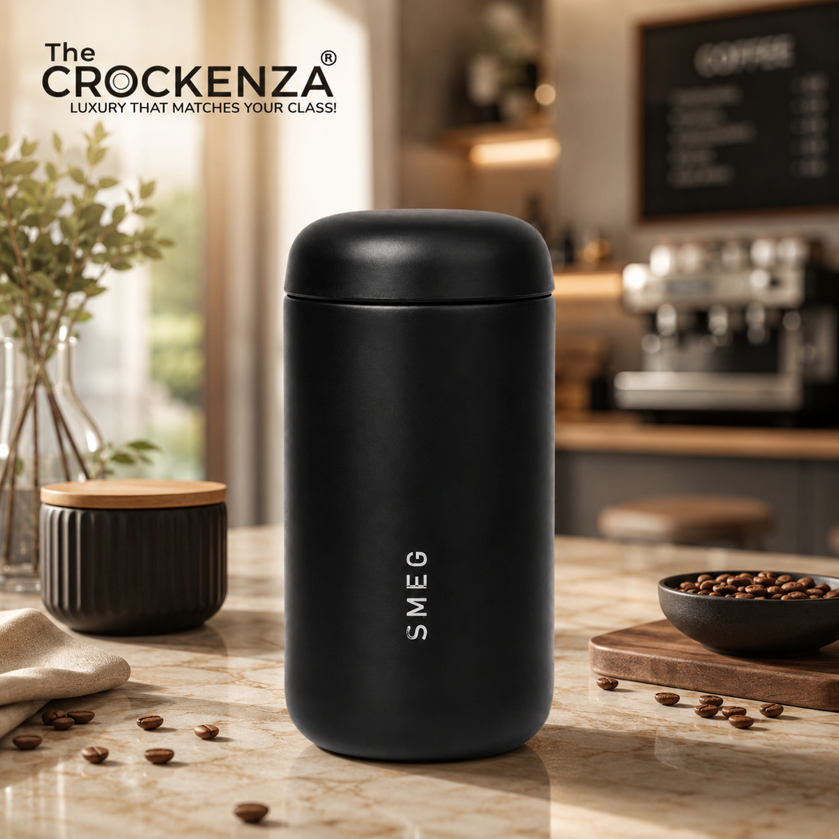 SMEG Capsule Coffee Cup 350ML – Premium Stainless Steel Insulated Travel Mug - Black