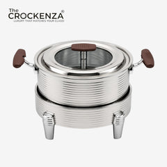 Luxury Stainless Steel Round Food Warmer with Glass Lid | Premium Buffet Chafing Dish | 18cm, 20cm, 22cm, 24cm, 26cm & 28cm