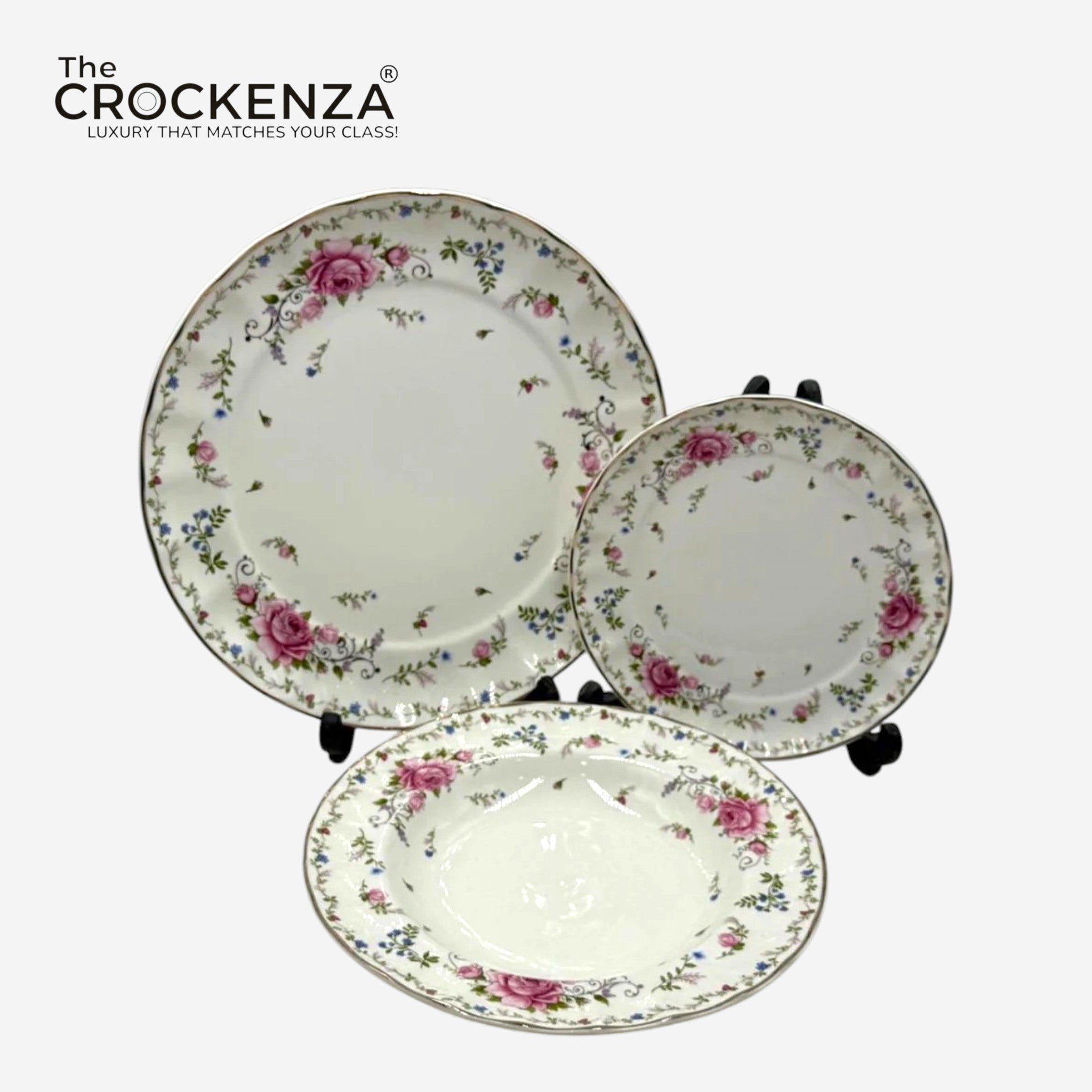 Royal Albert Inspired 18-Piece Fine Super Bone China Dinnerware Set – Vintage Floral Plates (Service for 6)