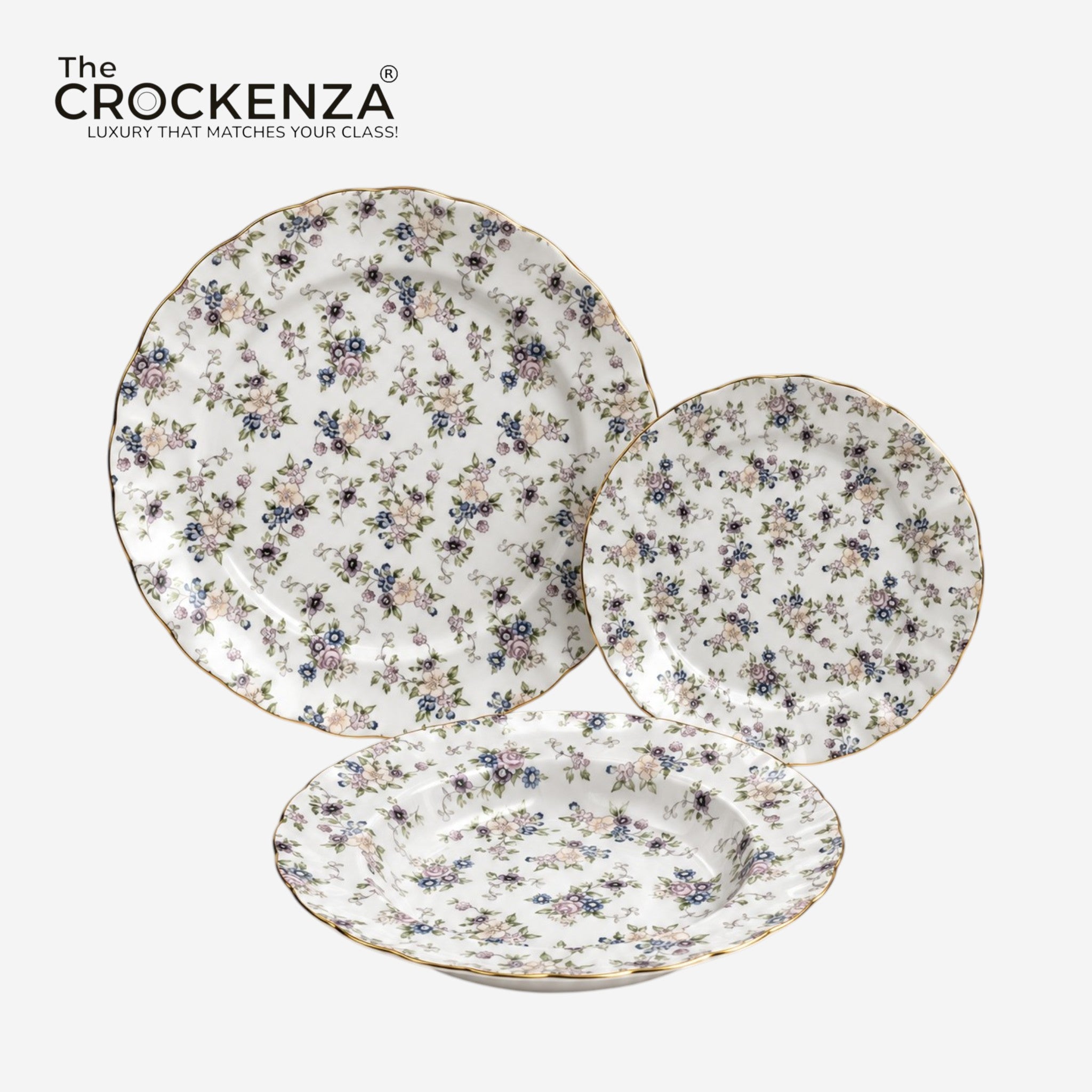 Royal Elegance Floral Plate Set – Inspired by Royal Albert 18 (Pcs)