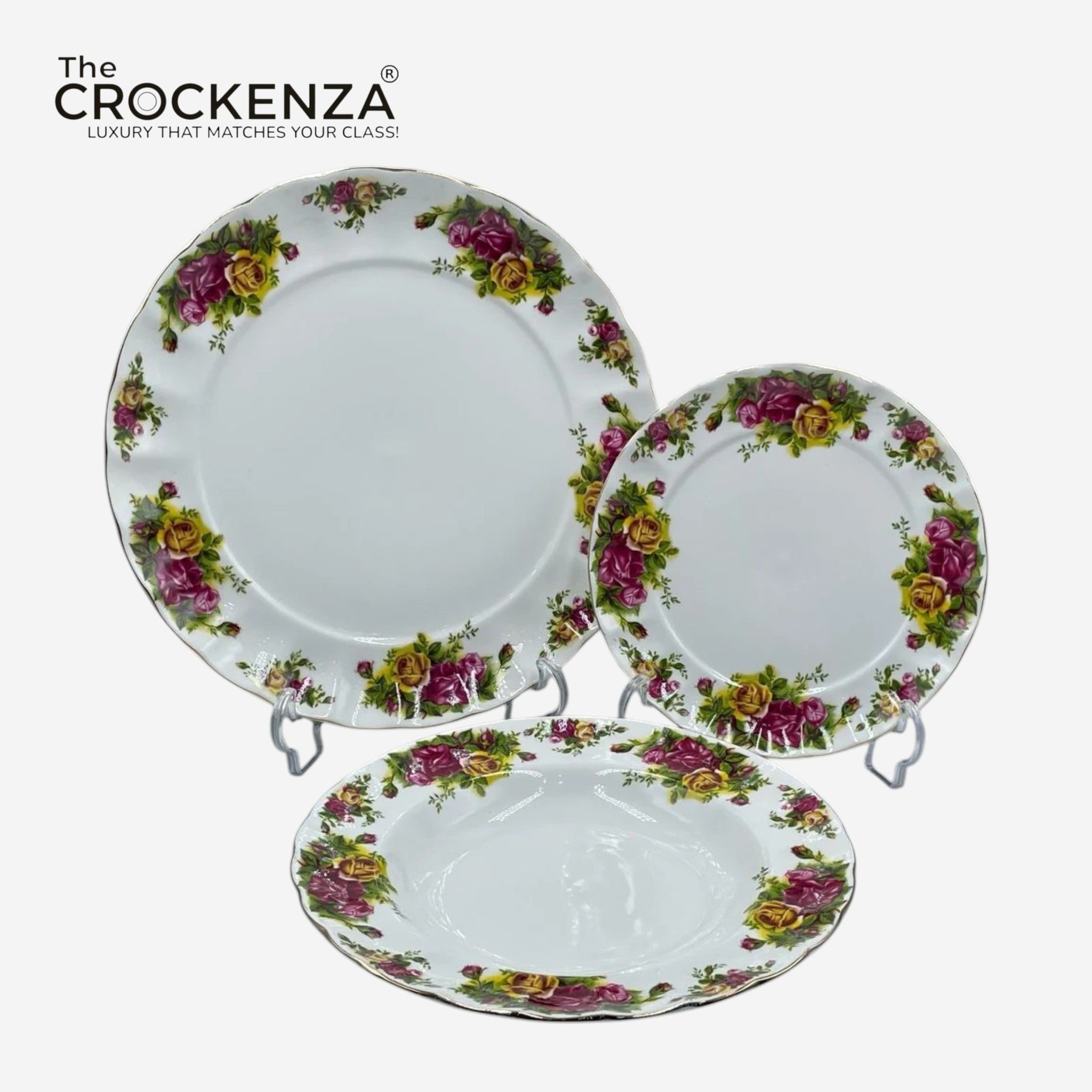 Royal Vintage Old Country Roses Plate Set – Inspired by Royal Albert 18 (Pcs)
