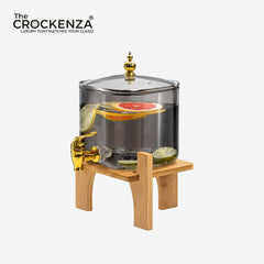 Luxury 3.2 Litres Dispenser with Wooden Stand & Golden Tap – Juice & Water Server
