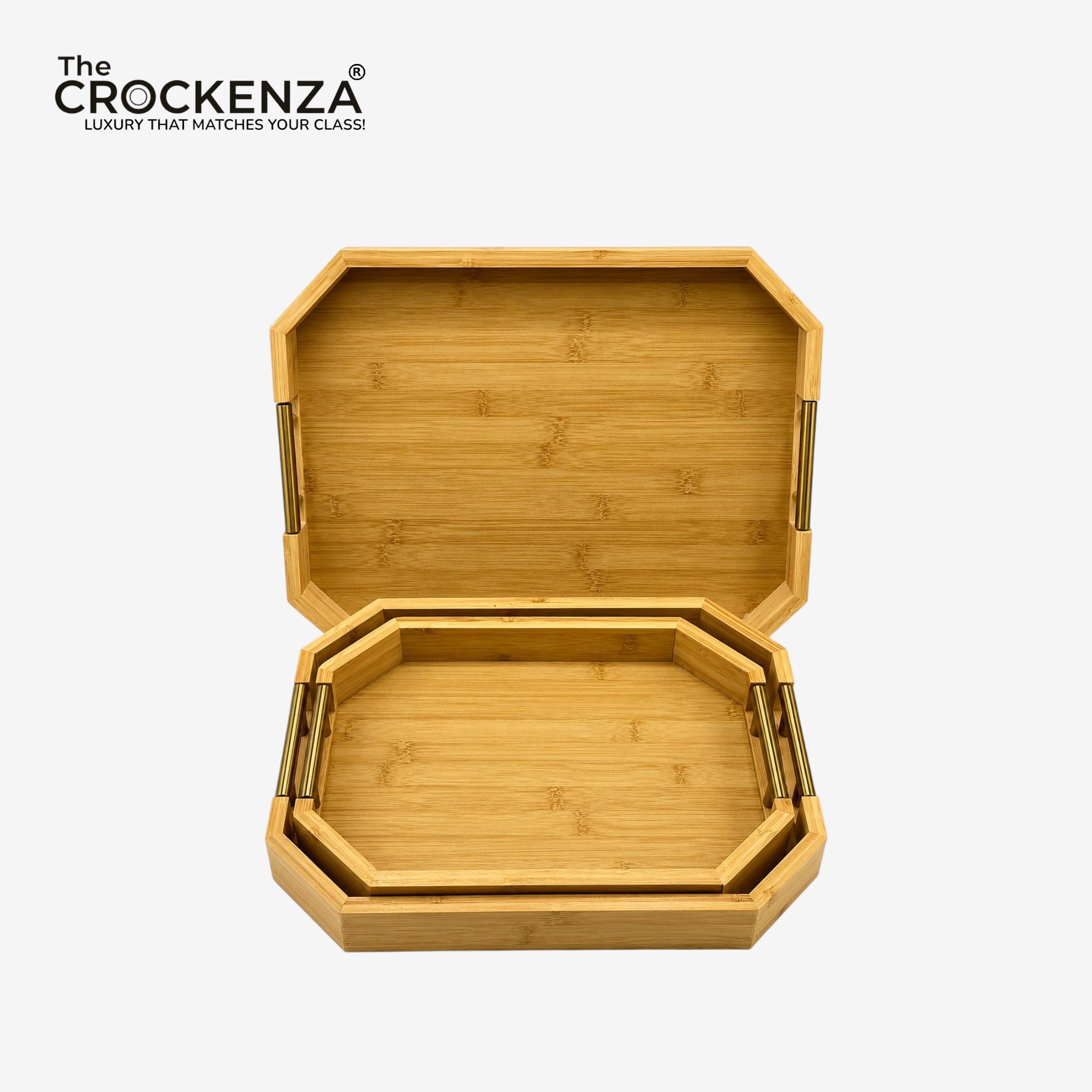 3-Piece Wooden Serving Tray Set with Handles – Premium Solid Wood Decorative & Breakfast Trays for Home, Coffee Table & Kitchen