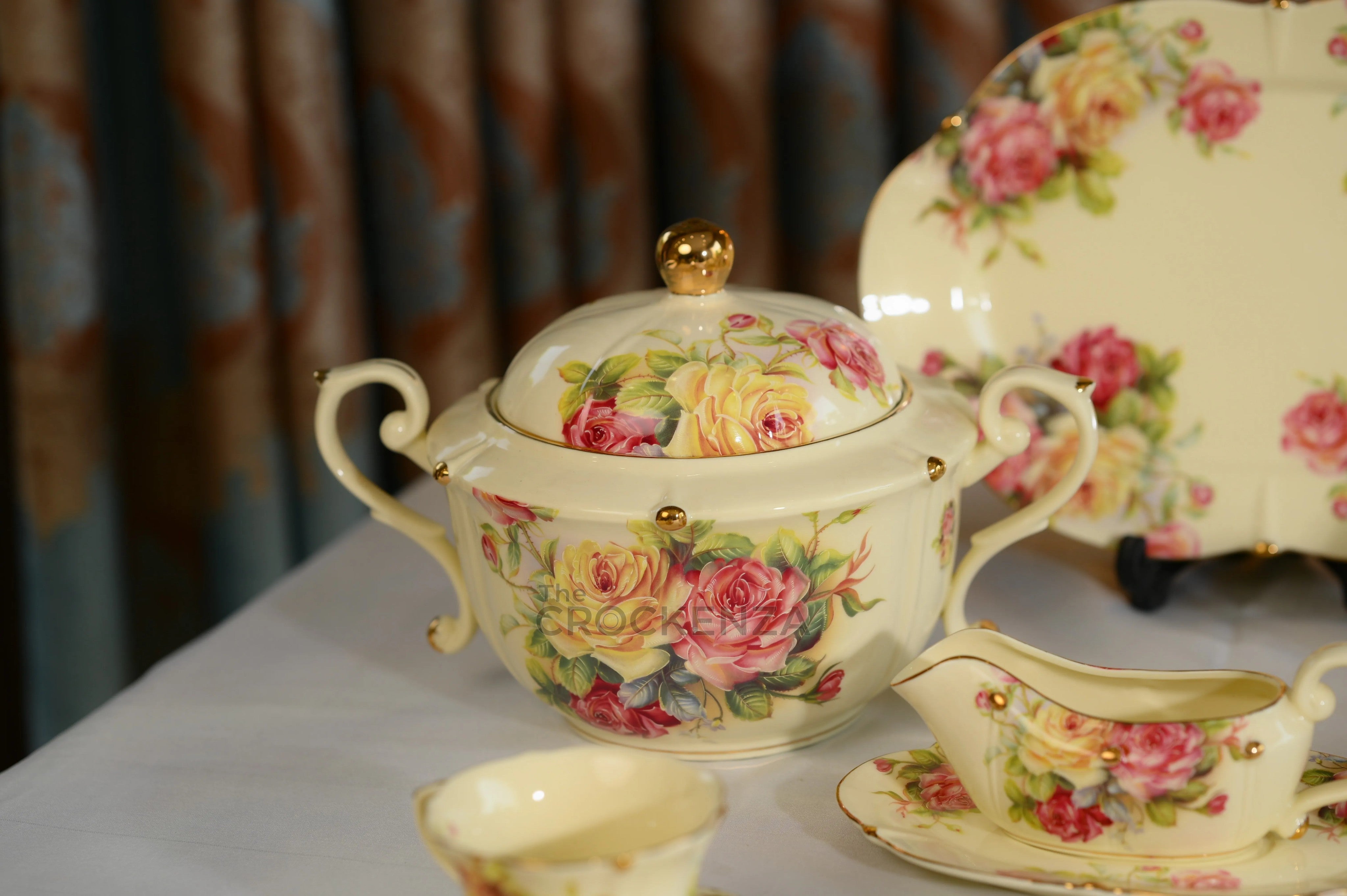 Imported Premium 75 Pcs Dinner Set for 8-persons Serving - Inspired by Royal Albert England