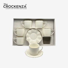 Luxury White 12-Piece Cup & Saucer Set – Elegant Premium Tea & Coffee Set