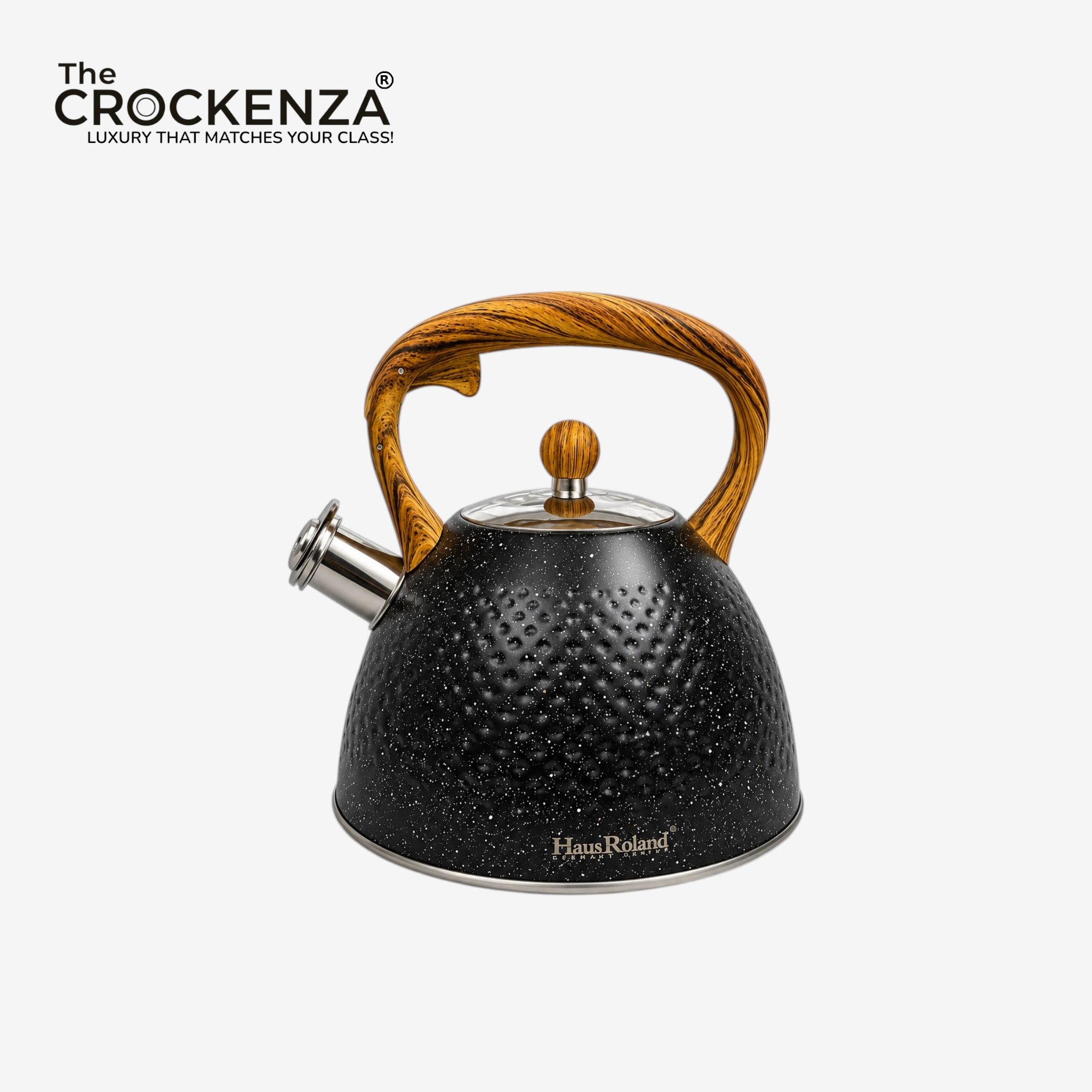 Luxury 3L Stainless Steel Whistling Tea Kettle | Wood-Grain Handle