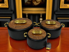 Imported Forver Gold Insulated Hotpot Set - Black with Brown Marble Lid (2/4/6.5ltr)
