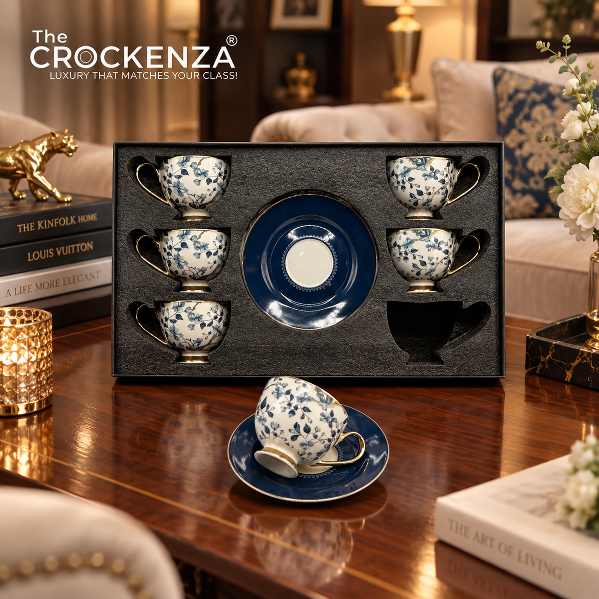 Johnson Bros Inspired 12-Piece Floral Cups & Saucers Set –Elegant for Home, Guests & Gifting