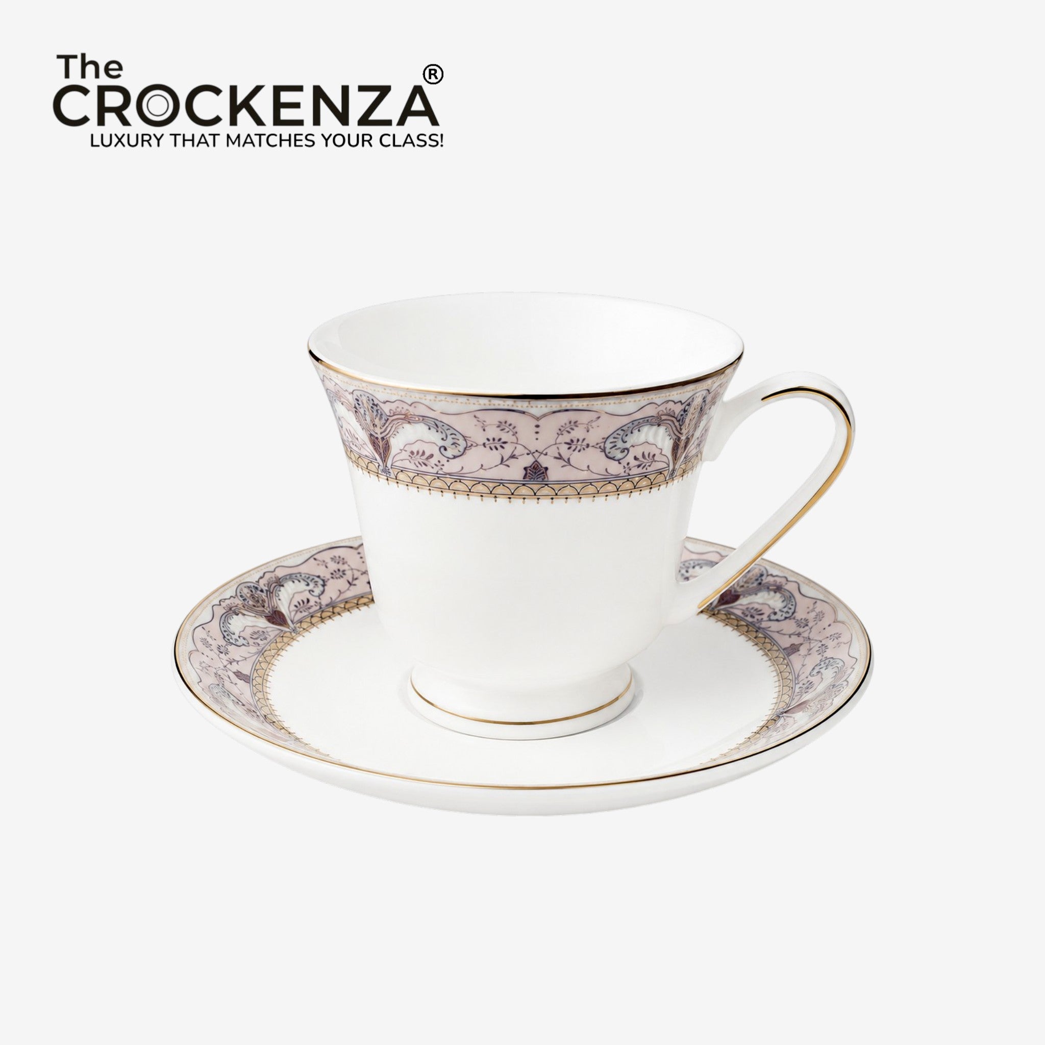 The Crockenza Imperial Blossom Fine Bone China Tea Cup & Saucer Set