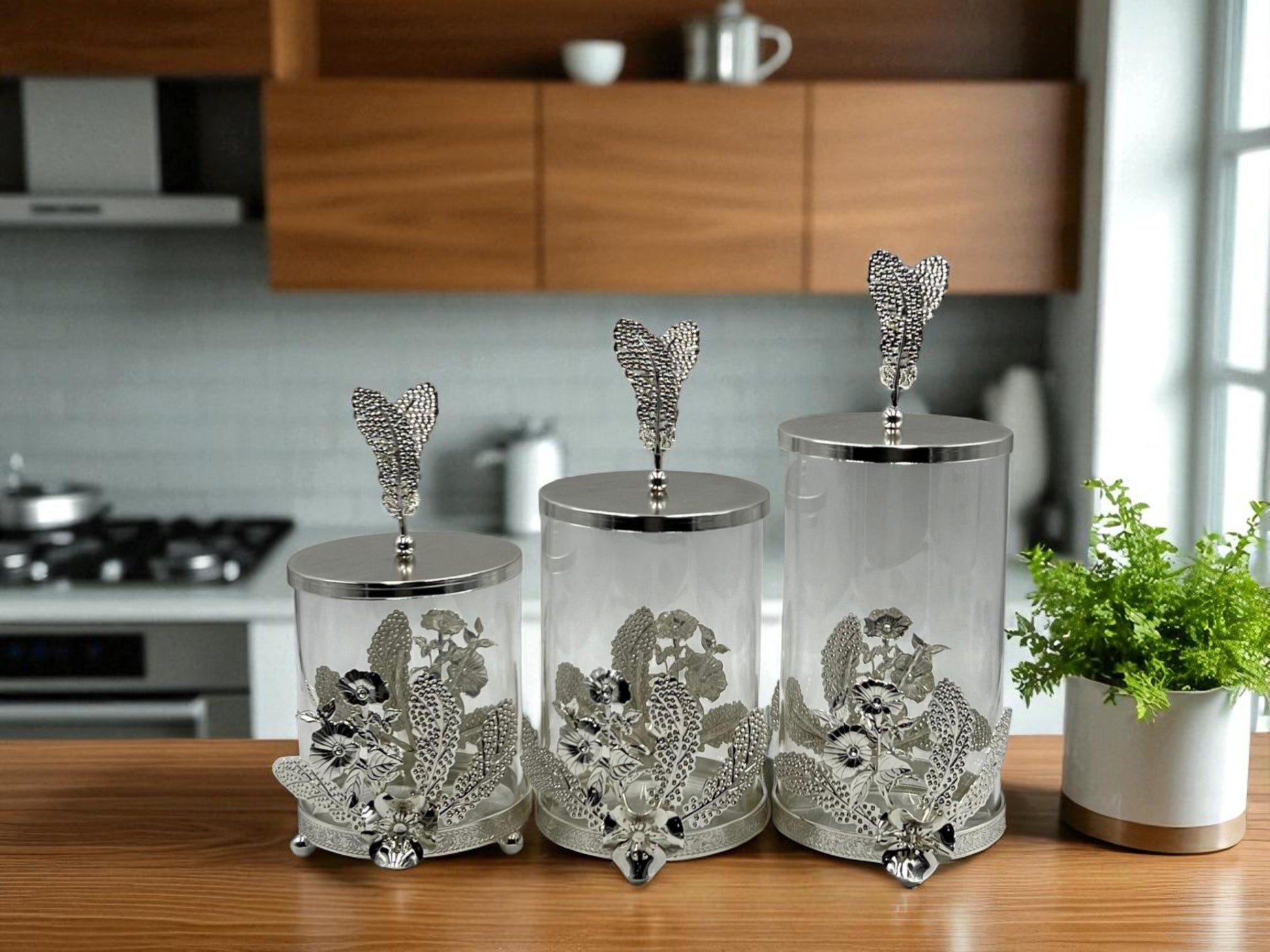 Elegant Gold Candy Jars (Set of 3) – Perfect for Gifting & Décor BA-18