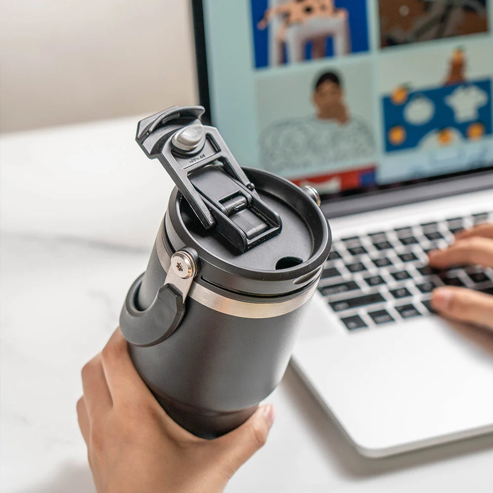 Tyeso "ROAM" Stainless Steel 1200ML Travel Tumbler with 2-in-1 Flip Straw & Sip Lid