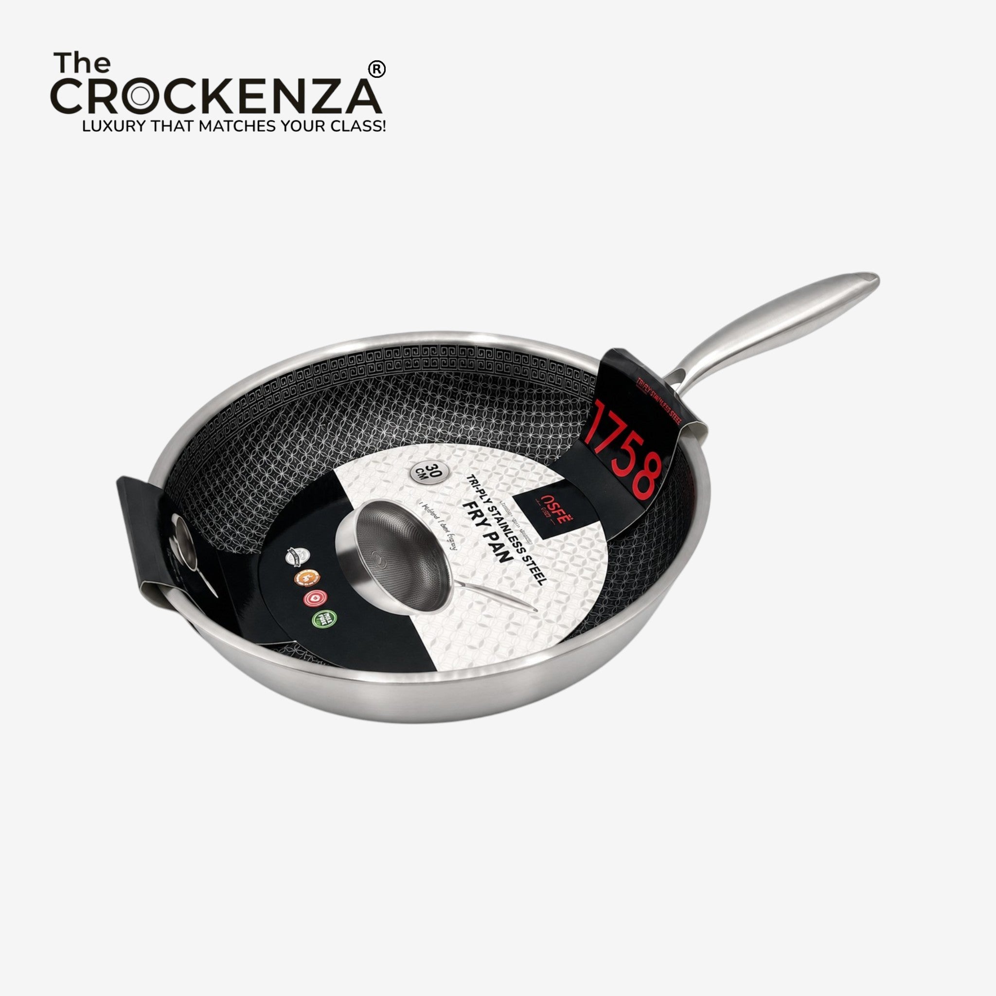 OSFE 30cm Tri-Ply Stainless Steel Fry Pan – Premium Patterned Cooking Pan