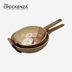Baroly Premium Non-Stick Wok Pan Set (24cm & 28cm) – Granite Coating | Induction Compatible | Deep Frying & Stir-Fry Cooking