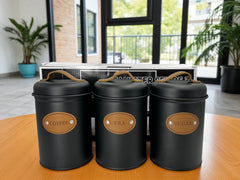 Modern Kitchen Canister Trio – Airtight Jars for Coffee, Tea & Sugar