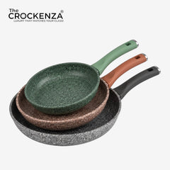 Baroly Premium 3-Piece Granite Non-Stick Frying Pan Set (20CM, 24CM & 28CM) | Induction Compatible