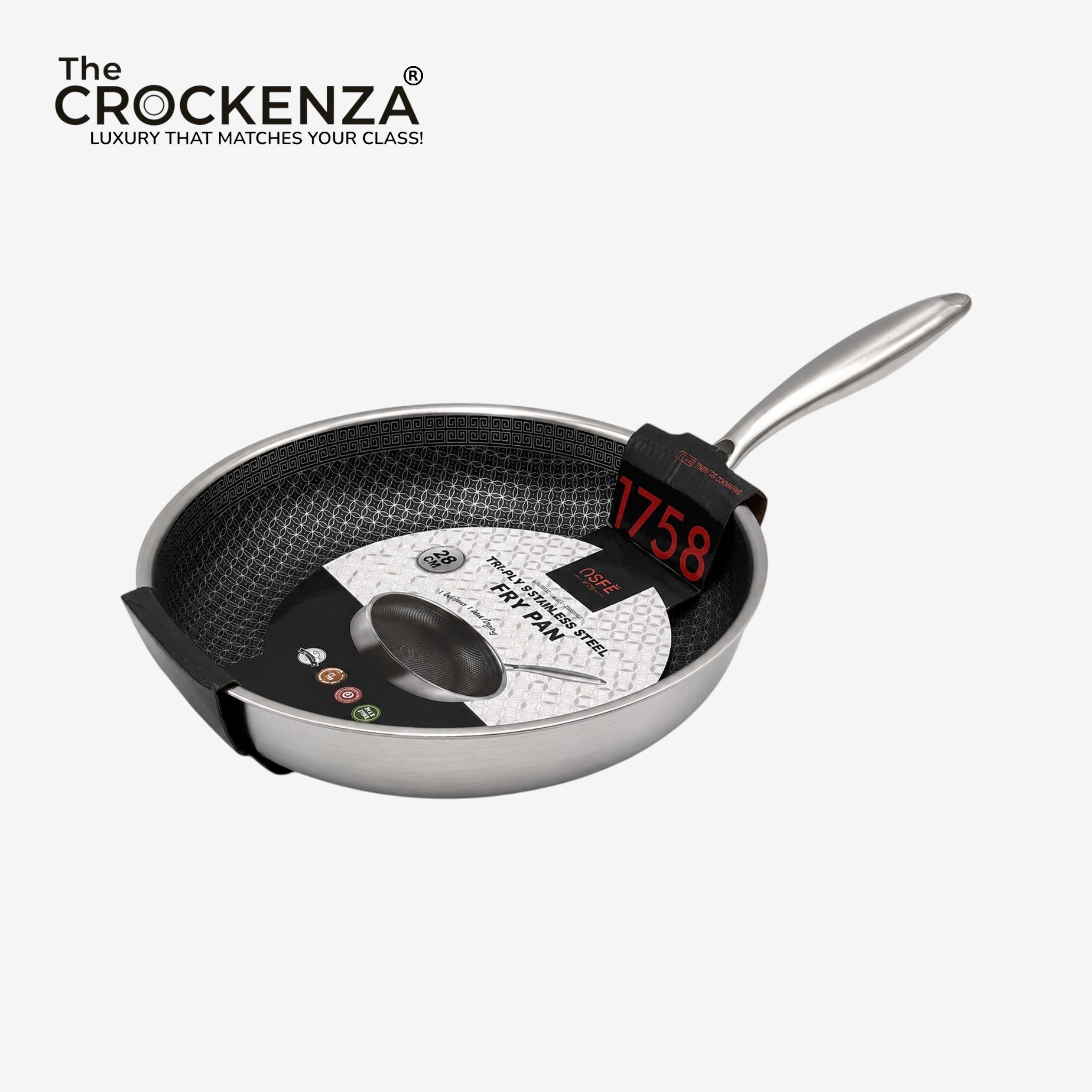 OSFE 28CM Tri-Ply Stainless Steel Frying Pan – Premium Patterned Fry Pan