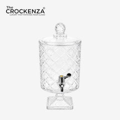 Luxury Crystal Glass Beverage Dispenser with Tap – 4.5L Diamond Cut Drink Dispenser