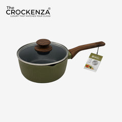 Baroly 18CM Non-Stick Sauce Pan with Glass Lid & Wooden Handle | Premium Induction Compatible