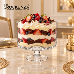 3-Liter Elegant Glass Trifle Bowl with Pedestal Base – Large Crystal-Clear Serving Dish for Desserts, Fruits, & Layered Cakes