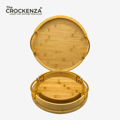 3-Piece Round Wooden Serving Tray Set with Handles – Premium Solid Wood Decorative & Breakfast Trays for Home, Coffee Table & Kitchen (Copy)
