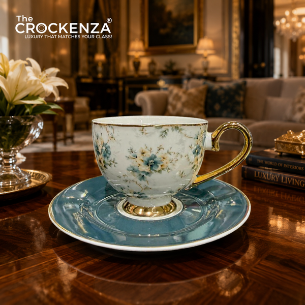 Johnson Bros Inspired 12-Piece Floral Cups & Saucers Set –Elegant for Home, Guests & Gifting