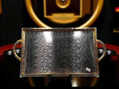 Gold & Silver Elegant Metal Tray with Golden Detailing & Sleek handles – Best for elite servings (3 Sizes)