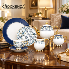 Imperial Sapphire Blossom Johnson Bros inspired 24-piece Tea Set – Fine Bone China with 24K Gold Trim